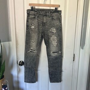 American Eagle Black Acid Wash Skinny Jeans